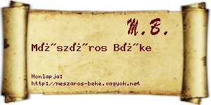 Mészáros Béke névjegykártya